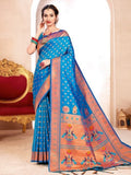 Anaita Blue Banarasi Saree With Blouse Piece
