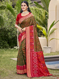Anaita Brown Silk Saree With Blouse Piece