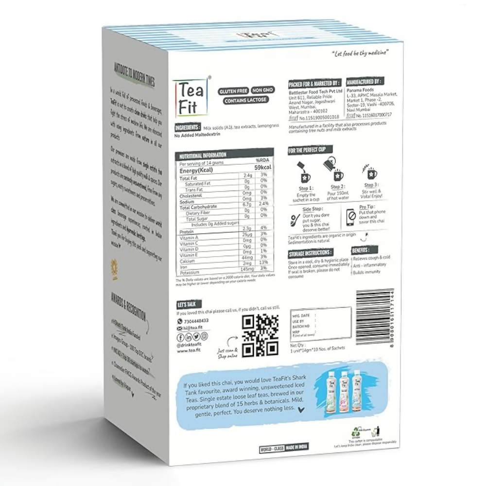 TeaFit Premium NO SUGAR Instant Lemongrass Tea Premix