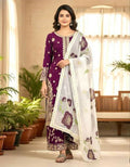 Teeya Creation Wine Fendy Silk Beads Work Designer Wedding Wear Salwar Suit