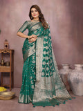 Aastha Fashion Light Green Soft Organza Silk Weaving Saree