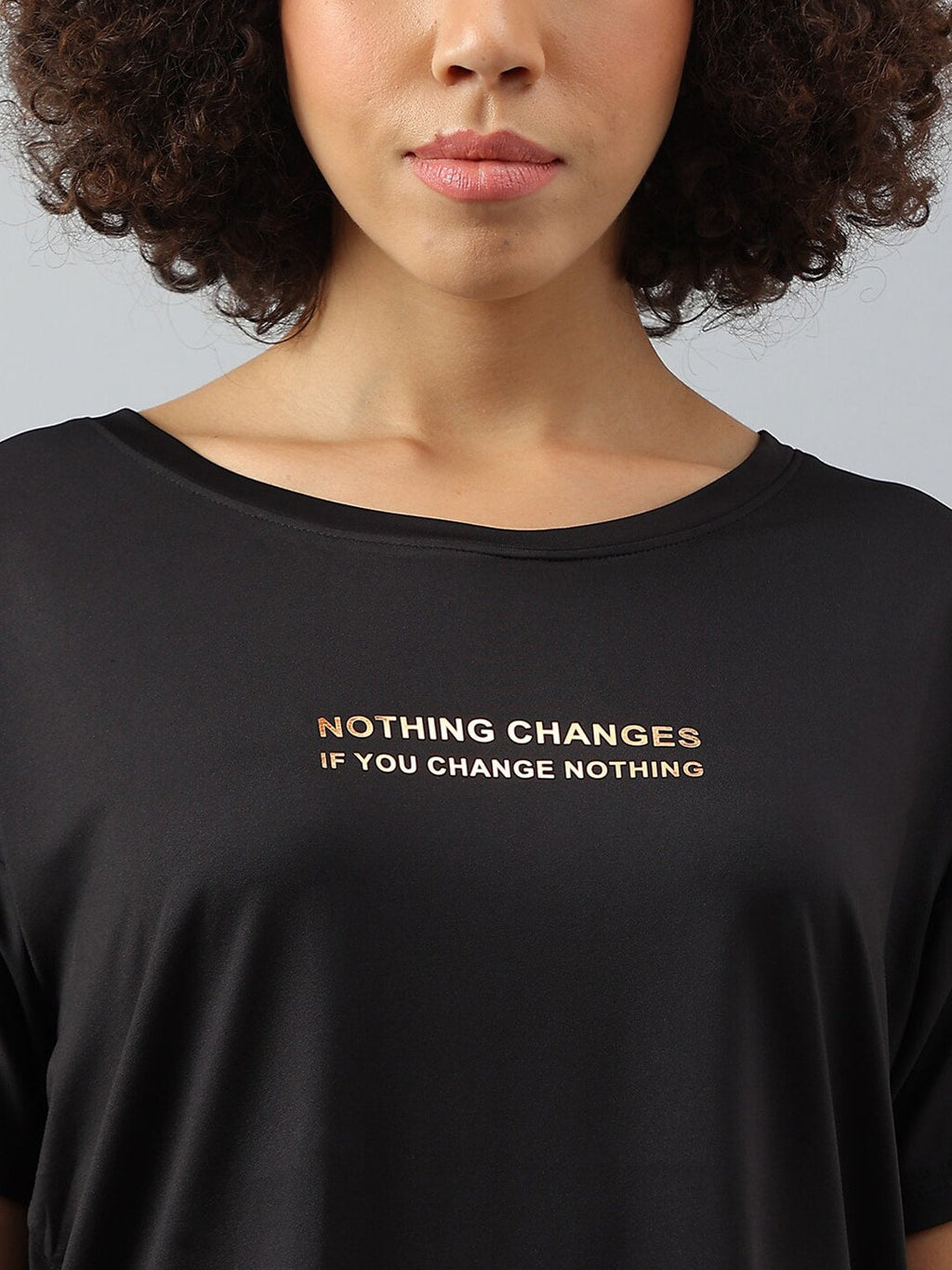 MKH Women Typography Printed Dri-FIT Sports T-shirt