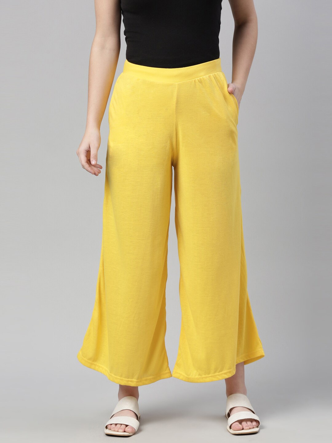 Souchii Yellow Knitted Ethnic Palazzos