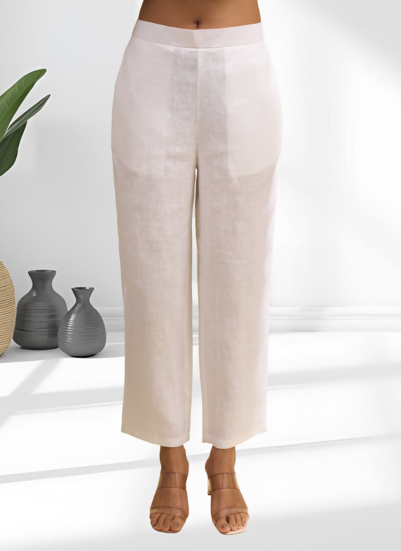 Joban Fashion Off White Linen Embroidered Readymade Cord Set