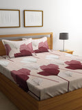 KLOTTHE Beige Floral 300 TC Cotton Blend Double Bedsheet Set