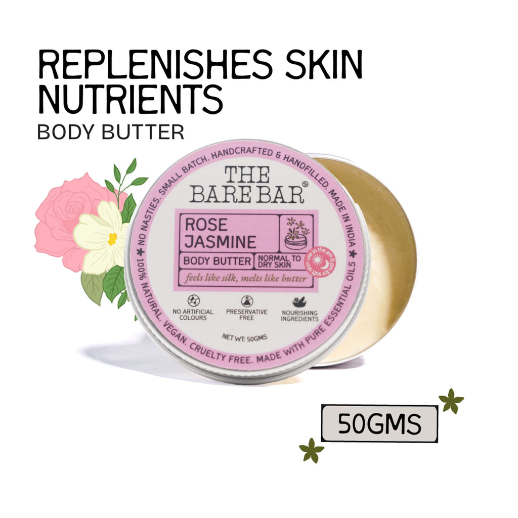 The Bare Bar Rose Jasmine Body Butter - Floral Butter Blend For Soft, Hydrated Skin