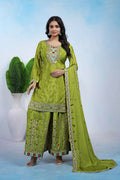 Joban Fashion Green Silk Embroidered Sharara Set