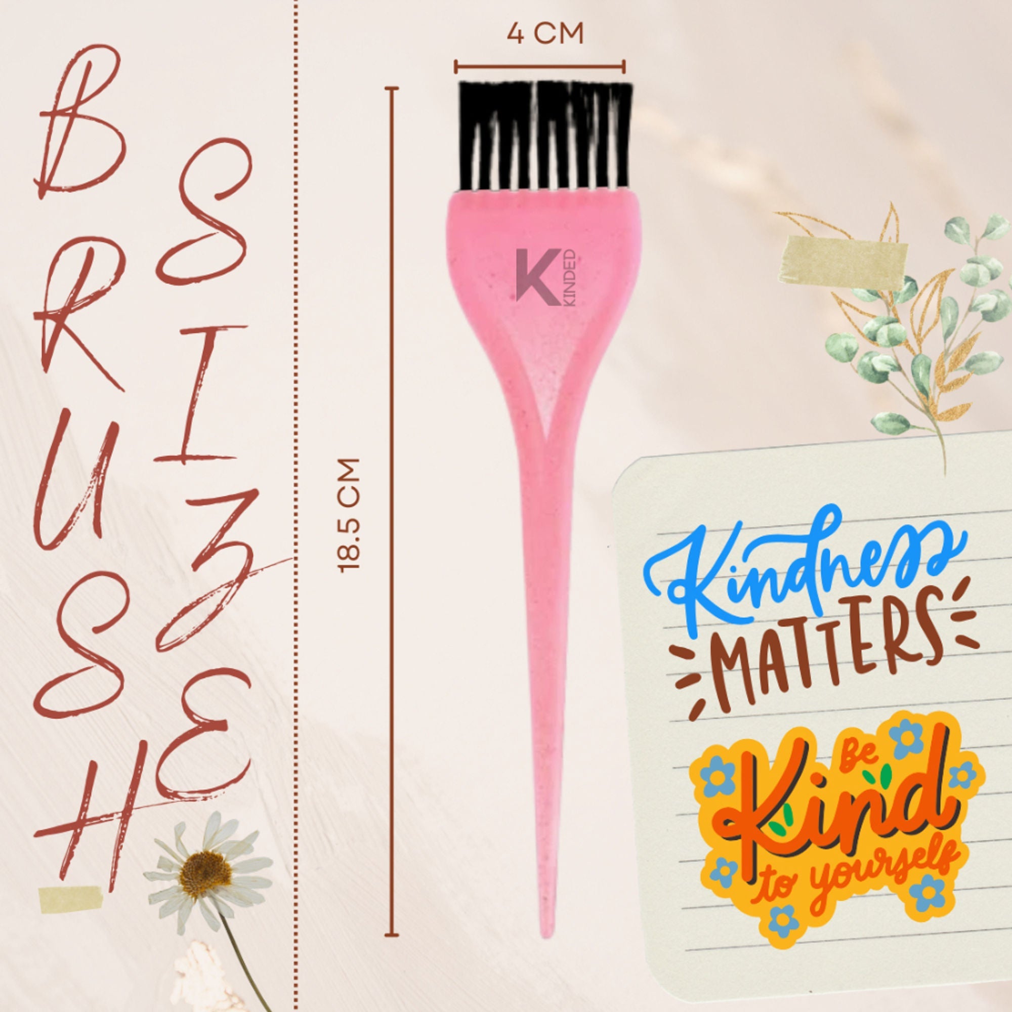 KINDED Multipurpose Black Pink Orange Blue Hair Color and Mehndi Brush Set of 4