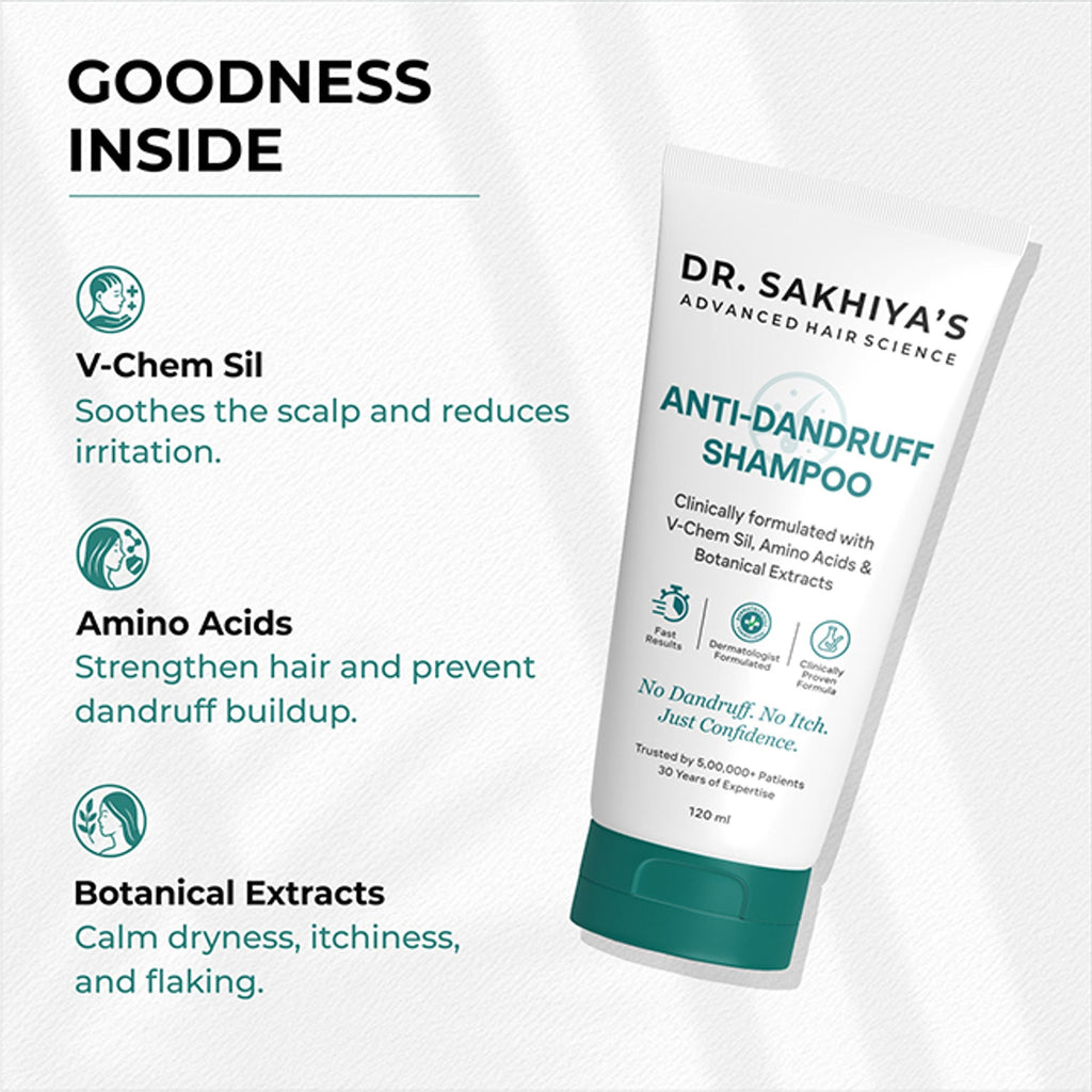 Dr.Sakhiya Anti-Dandruff Shampoo, Itchy Scalp Relief For Men & Women