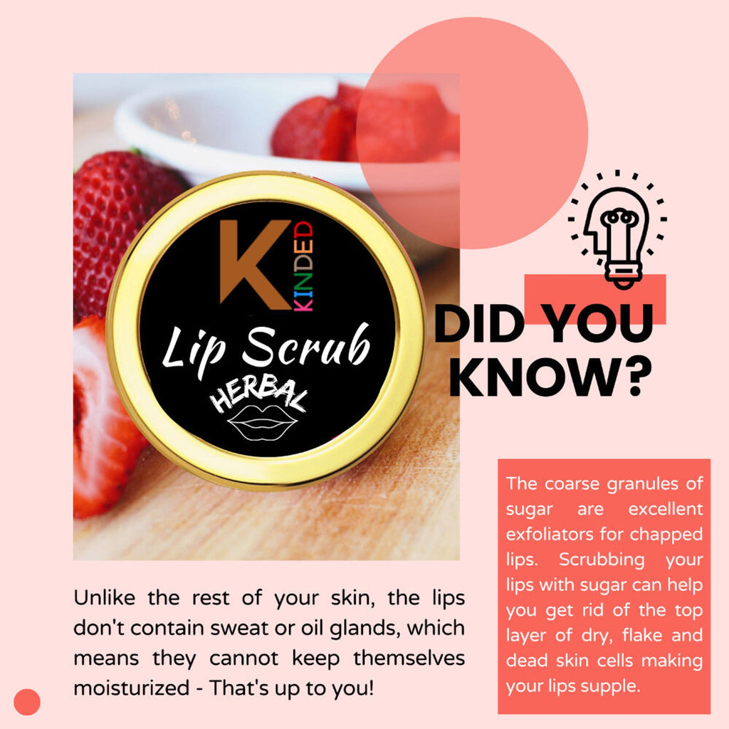 KINDED Lip Sugar Scrub Herbal Exfoliator - Mixed Fruit