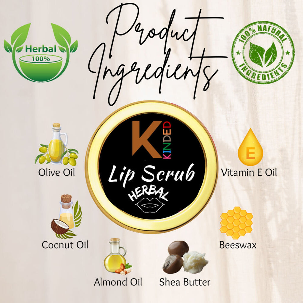 KINDED Lip Sugar Scrub Herbal Exfoliator - Strawberry
