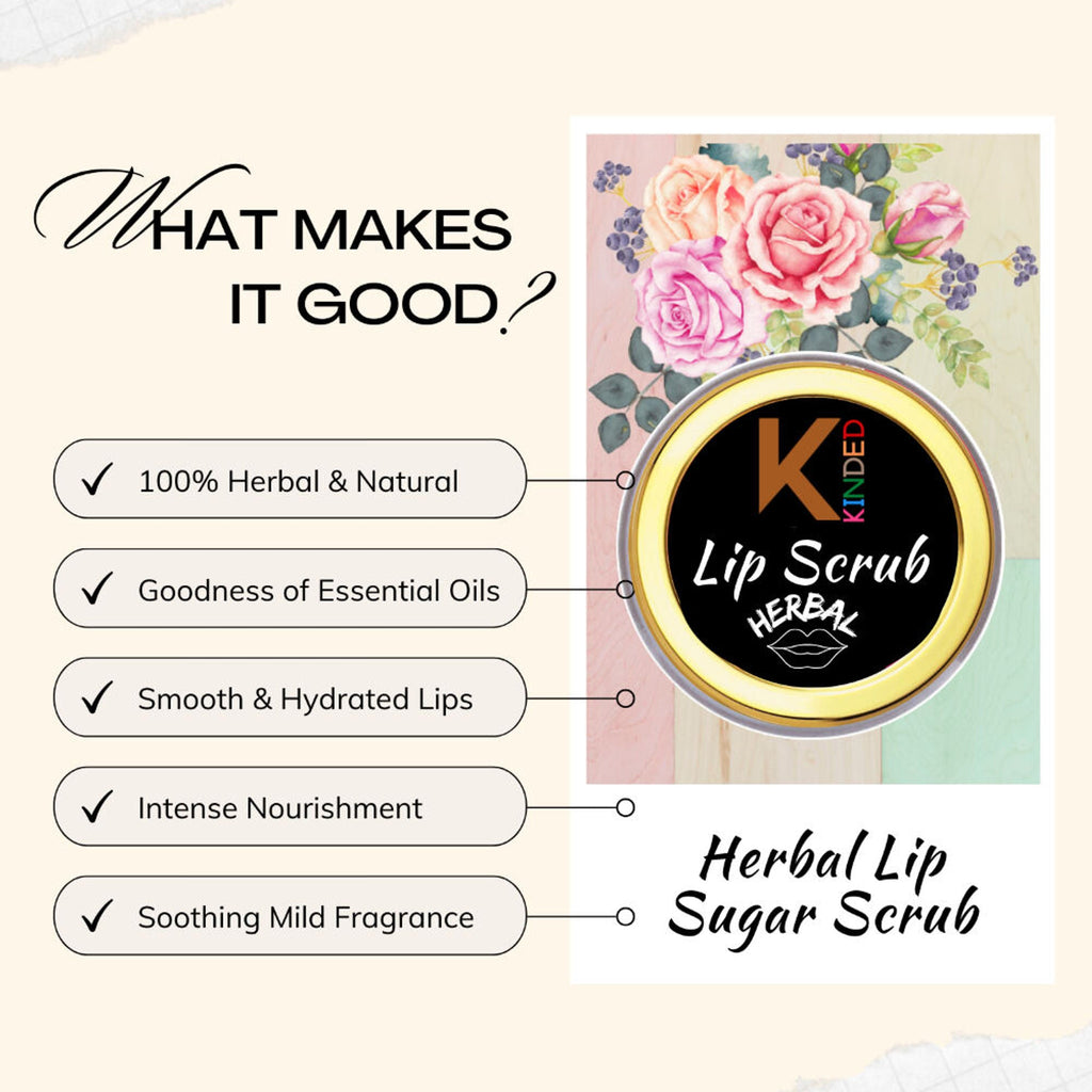 KINDED Lip Sugar Scrub Herbal Exfoliator - Strawberry