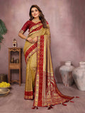 Aastha Fashion Mustard Kalamkari Silk Zari Woven Saree