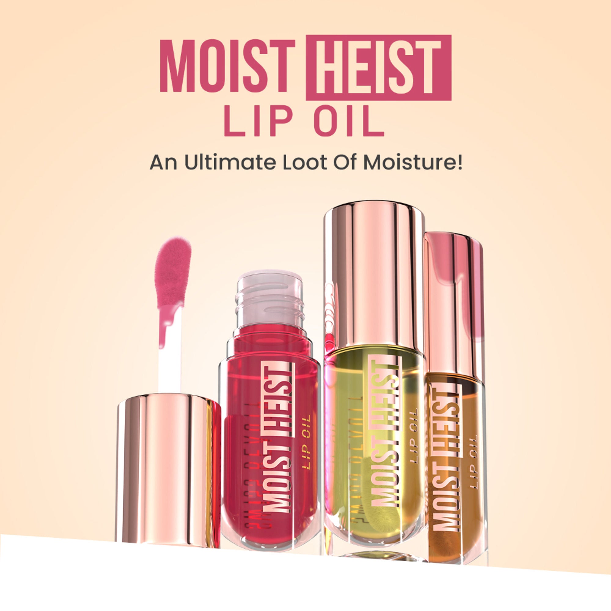 Swiss Beauty Moist Heist Lip Oil Colour-Changing With Vitamin E & Mint Oil - 3 Melon Loot