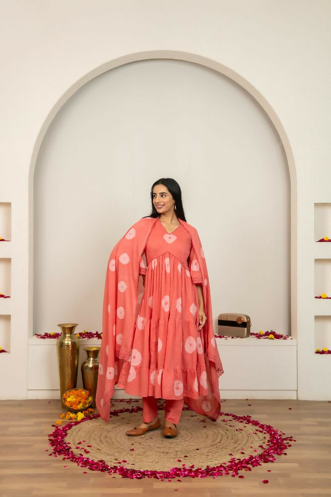 Joban Fashion Pink Tie & Dye Cotton Suit Set
