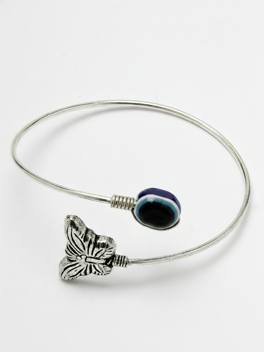 NVR Women Rhodium Plated Evil Eye Kada Bracelet