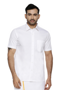Ramraj Cotton Mens Half Sleeve Formal 100 % Cotton White Shirt