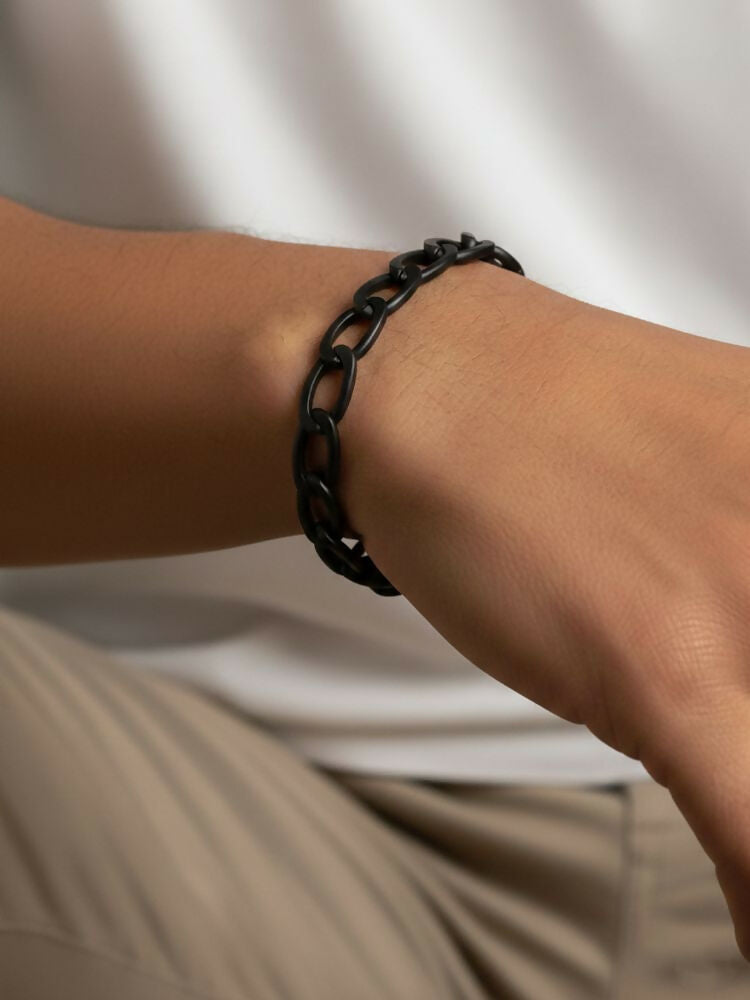 NVR Men's Rhodium Plated Cuff Bracelet