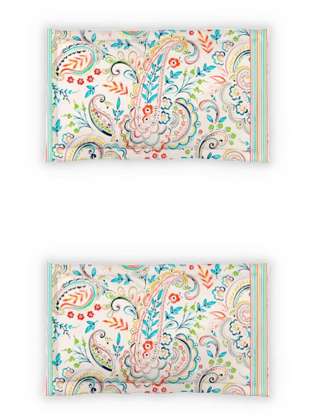 DDecor White & Turquoise Blue Motifs 140 TC Cotton Queen Bedsheet with 2 Pillow Covers