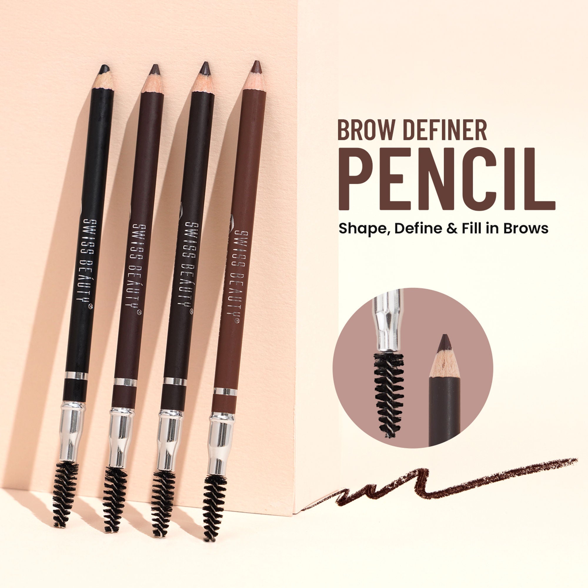 Swiss Beauty Brow Definer Pencil - 01 Chestnut