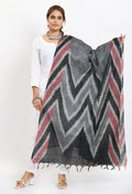 Mominos Fashion Moeza Women's Handloom Cotton Ikkat Maroon/Black Dupatta