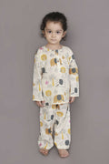 Breathables White Animal Print Cotton Nightsuit Set | Boys & Girls Kids Sleepwear