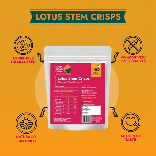 Sweet Karam Coffee Lotus Stem Crisps (Thamarai Thandu Vathal)