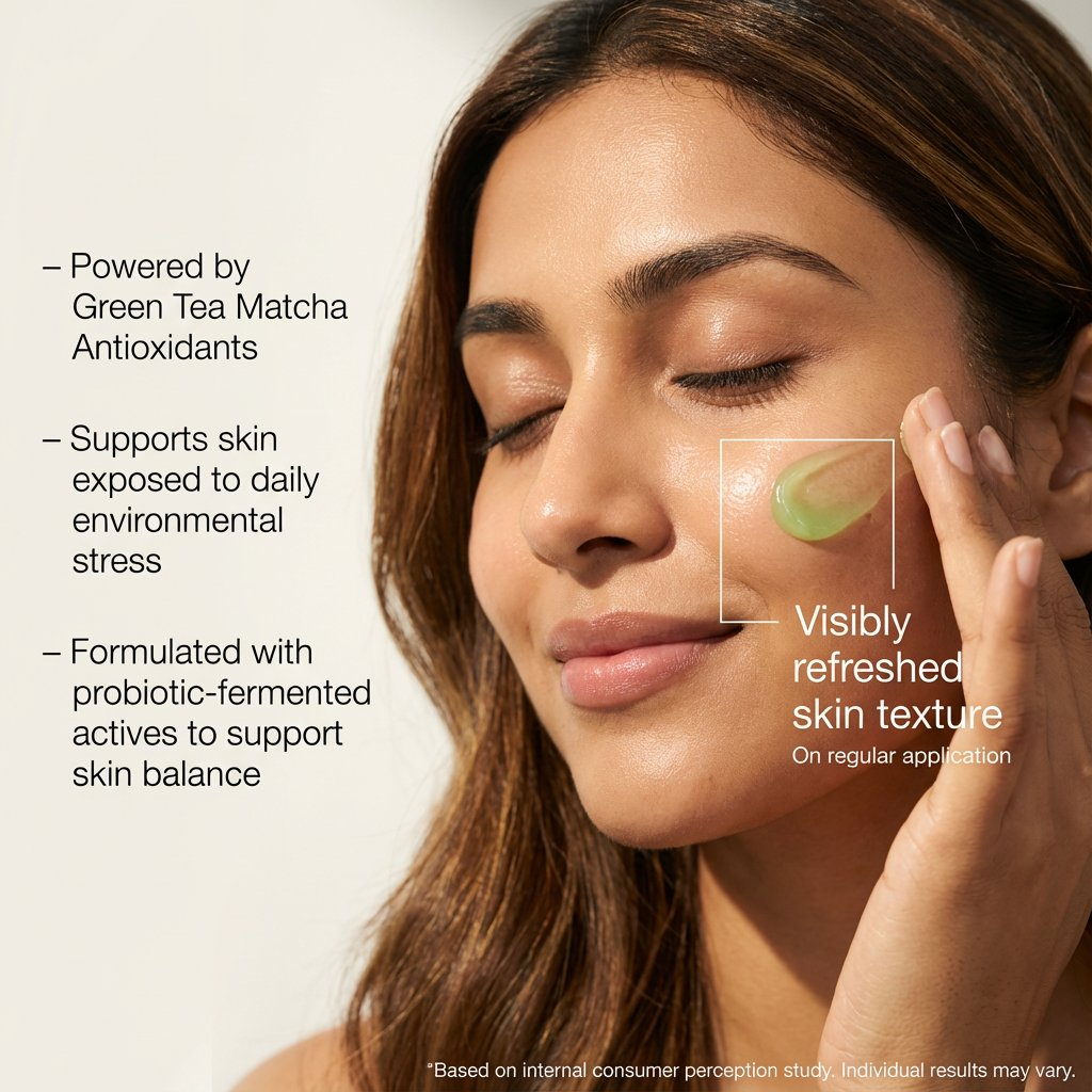 VedicDerm Green Tea Matcha Gel Moisturiser with Squalene and Niacinamide