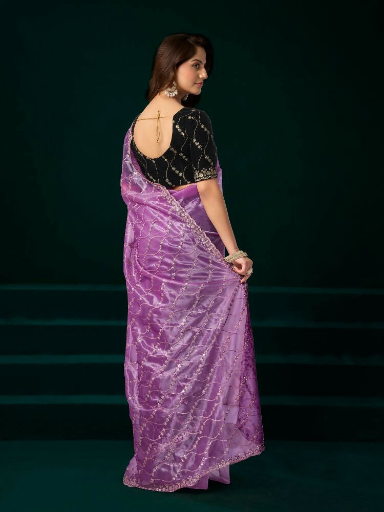 Joban Fashion Lavender Net Party Wear Sarees