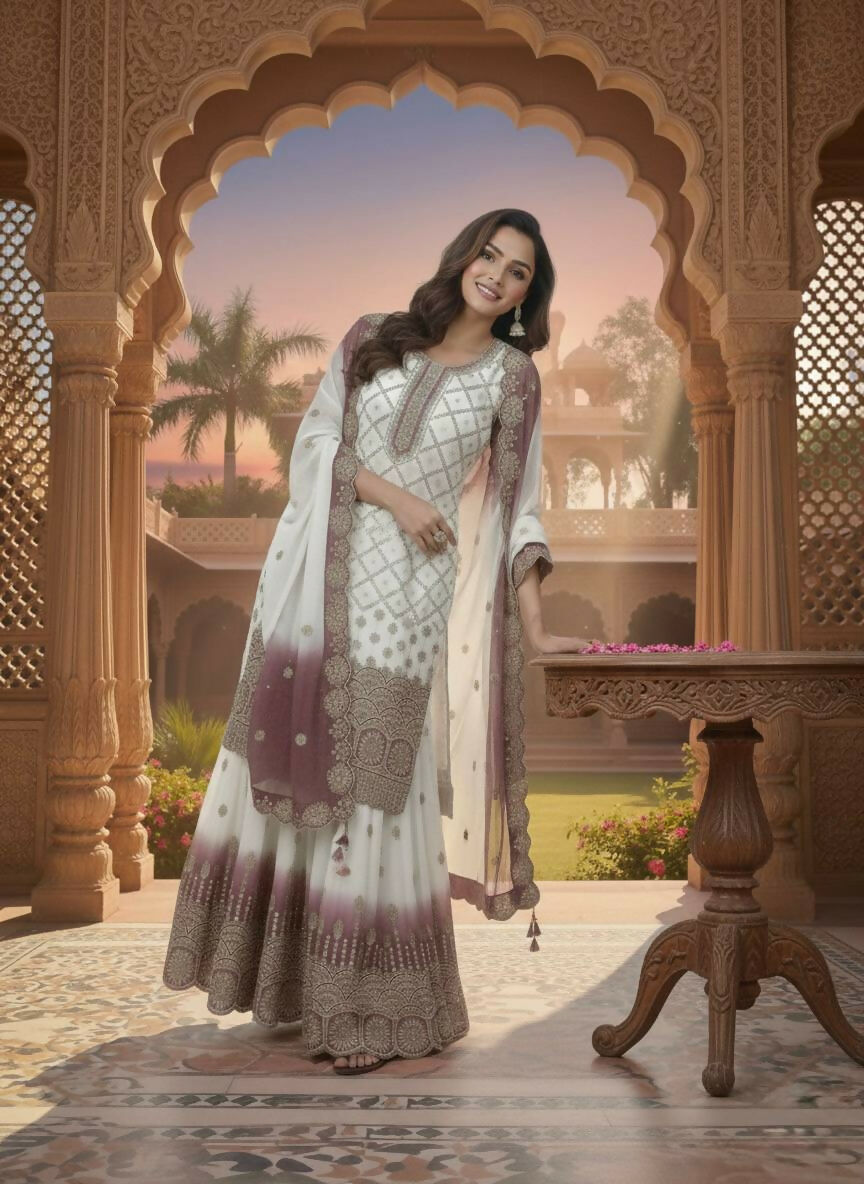 Teeya Creation Multi Color Star Georgette Heavy Embroidery Work Functional Wear Salwar Suit