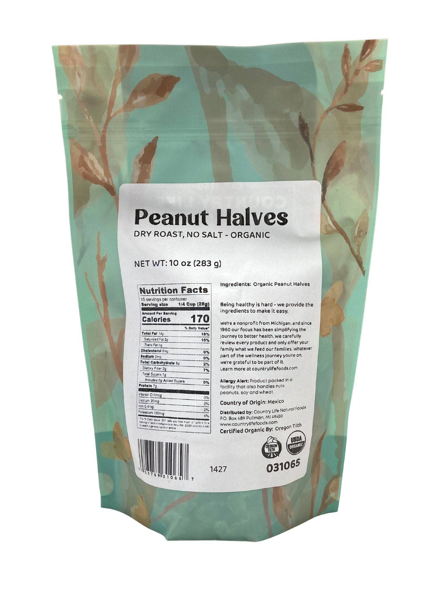 Peanuts, 1/2s Dry Roasted, No Salt, Organic