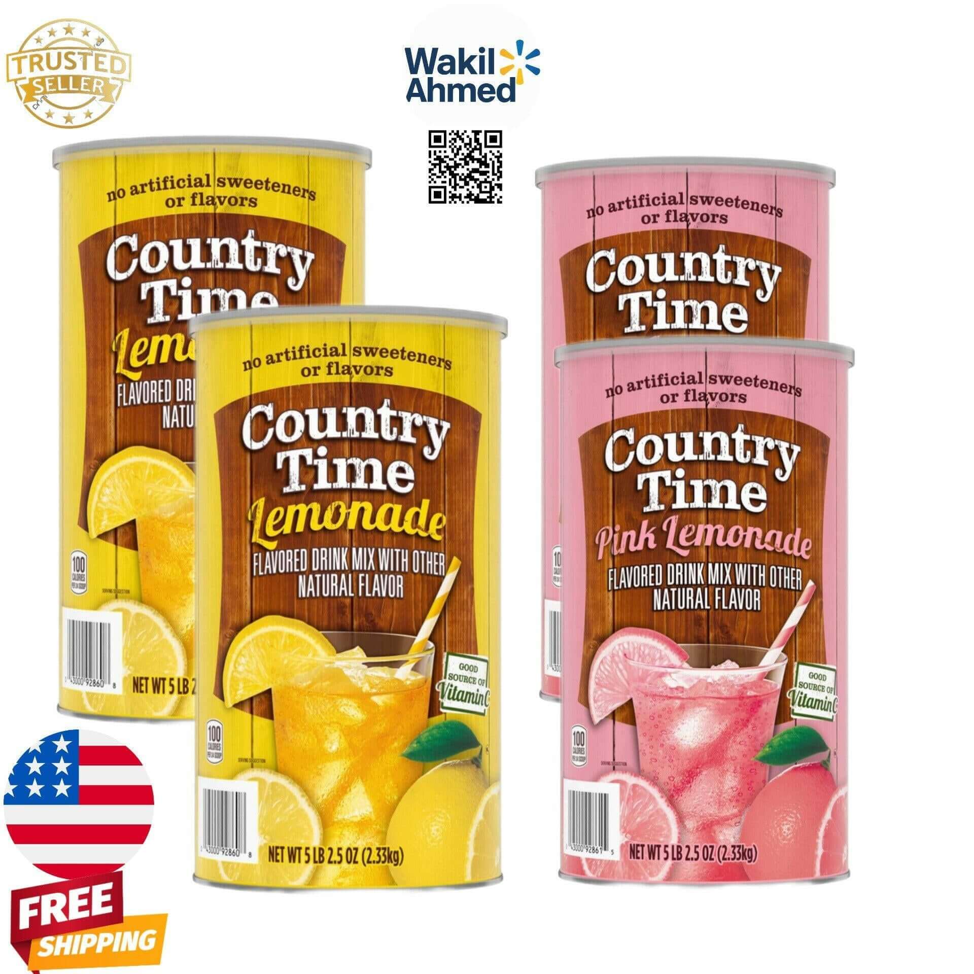 Country Time Lemonade & Pink Lemonade Mix  4-Pack 82.5 oz