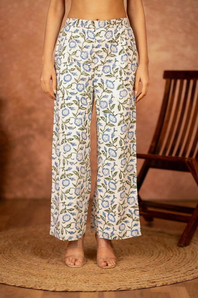 Joban Fashion Blue Hand Block Printed Cotton Suit Set