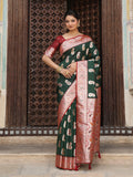 Anaita D Green Silk Woven Saree With Blouse