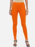 Souchii Orange Solid Slim-Fit Ankle-Length Leggings For Women