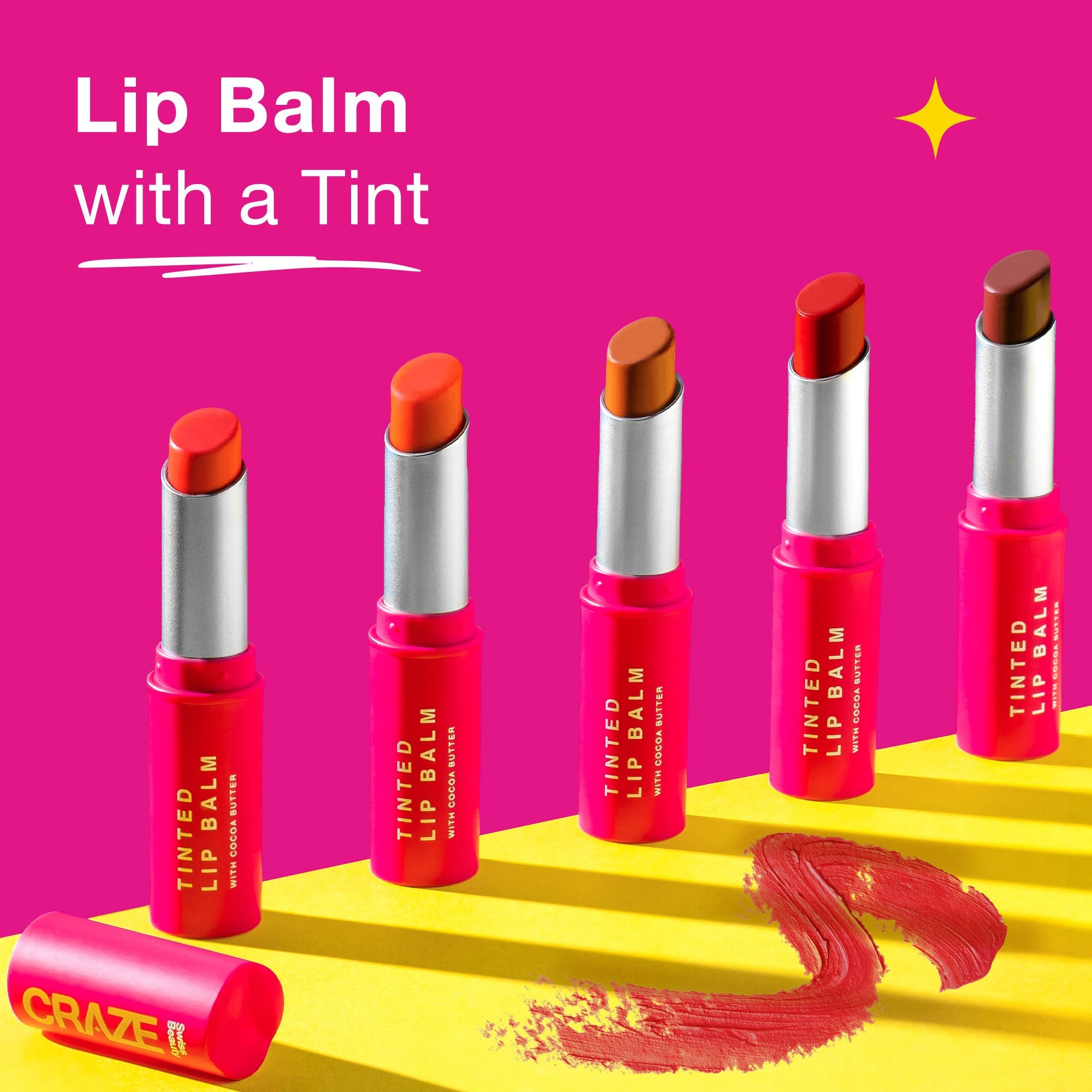Swiss Beauty CRAZE Tinted Weightless Sheer Coverage Lip Balm With Cocoa Butter - 01 Marshmallow