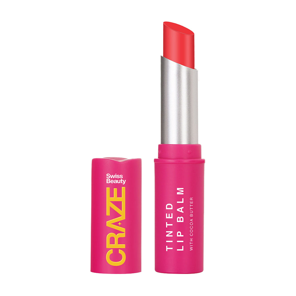 Swiss Beauty CRAZE Tinted Weightless Sheer Coverage Lip Balm With Cocoa Butter - 04 Coral Pink