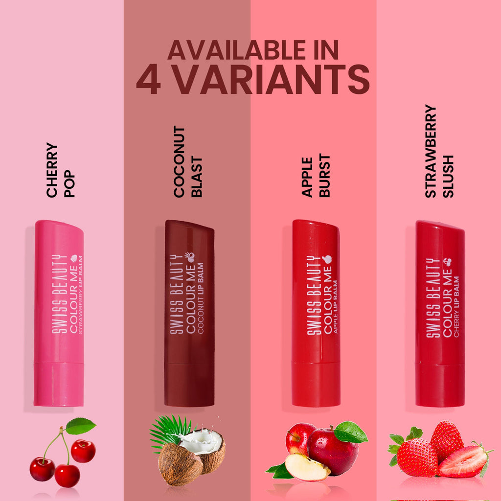 Swiss Beauty Colour Me Tinted Lip Balm For Dry With SPF 15 , Shea Butter and Vitamin E - Cherry Pop