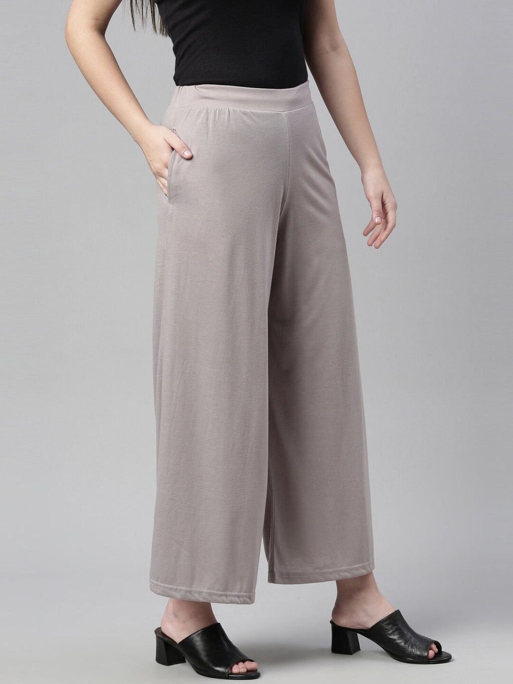 Souchii Grey Knitted Ethnic Palazzos