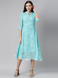 Souchii Women Floral Chiffon A-Line Midi Dress