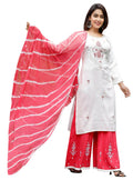 Vamika Embroidery Rayon White Party Wear/Casual Wear Women Kurta Set/Suit