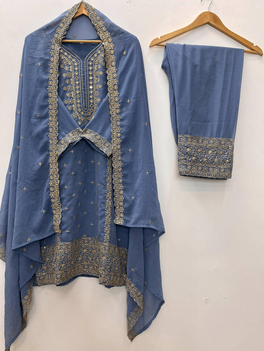 Teeya Creation Lavender Color Faux Georgette Embroidery Work Party Wear Salwar Suit