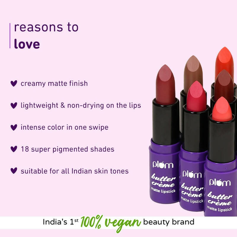 Plum Butter Crème Matte Lipstick Crimson Crush - 124 (Carmine Pink)