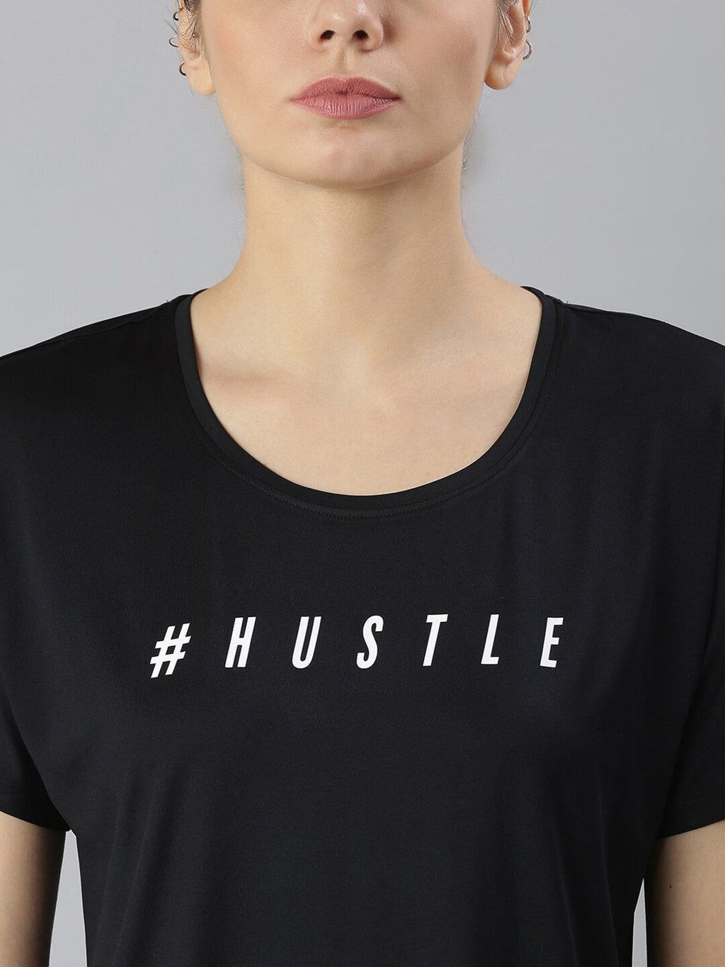 MKH Typography Printed Round Neck Crop Sports T-shirt