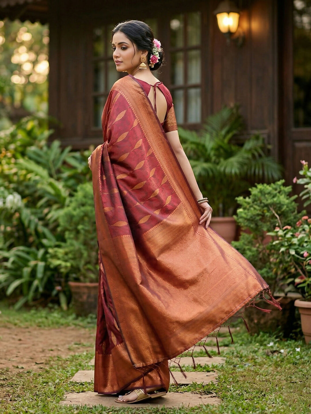 Shree Shyam Fashion Maroon Silk Blend Saree