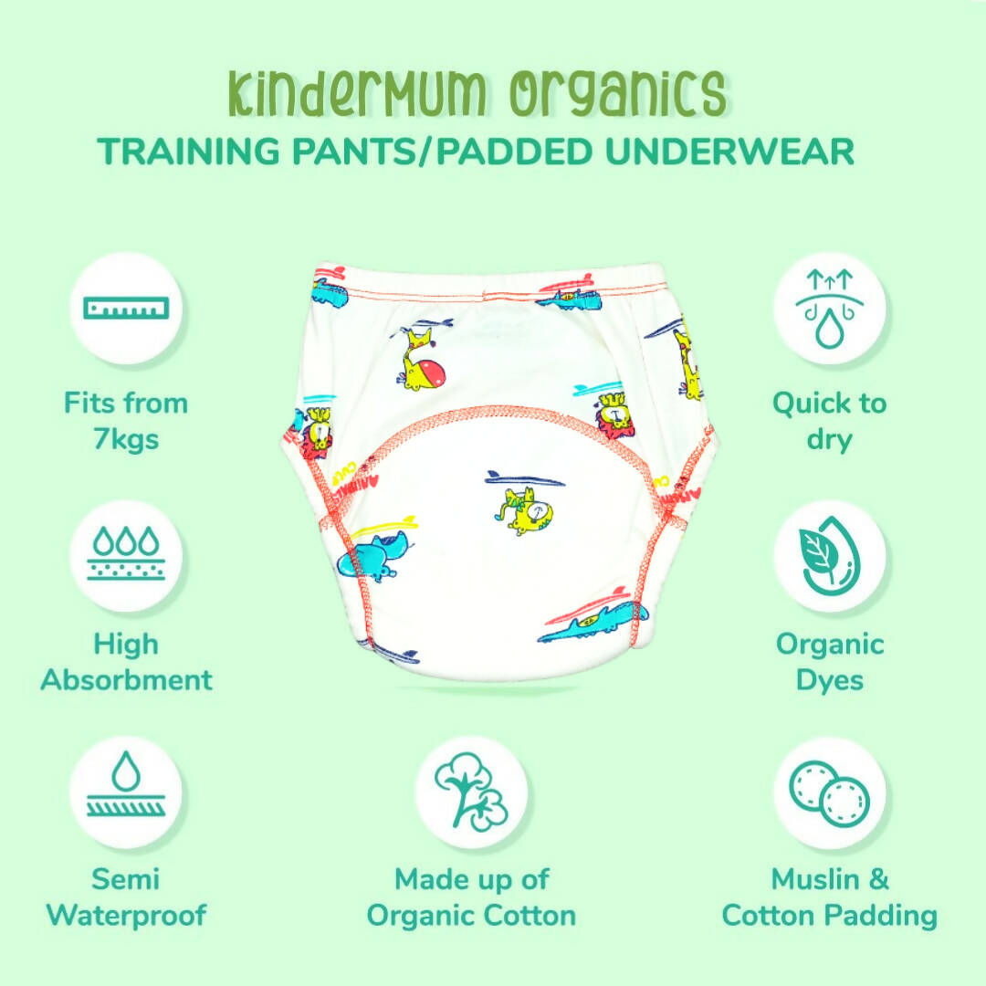 Kindermum Cotton Padded Pull Up Training Pants/ Padded Underwear˜For Kids-Autumn Animals Set of 2 pcs