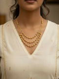 NVR Women Gold Plated Artificial Beads Layered Chain