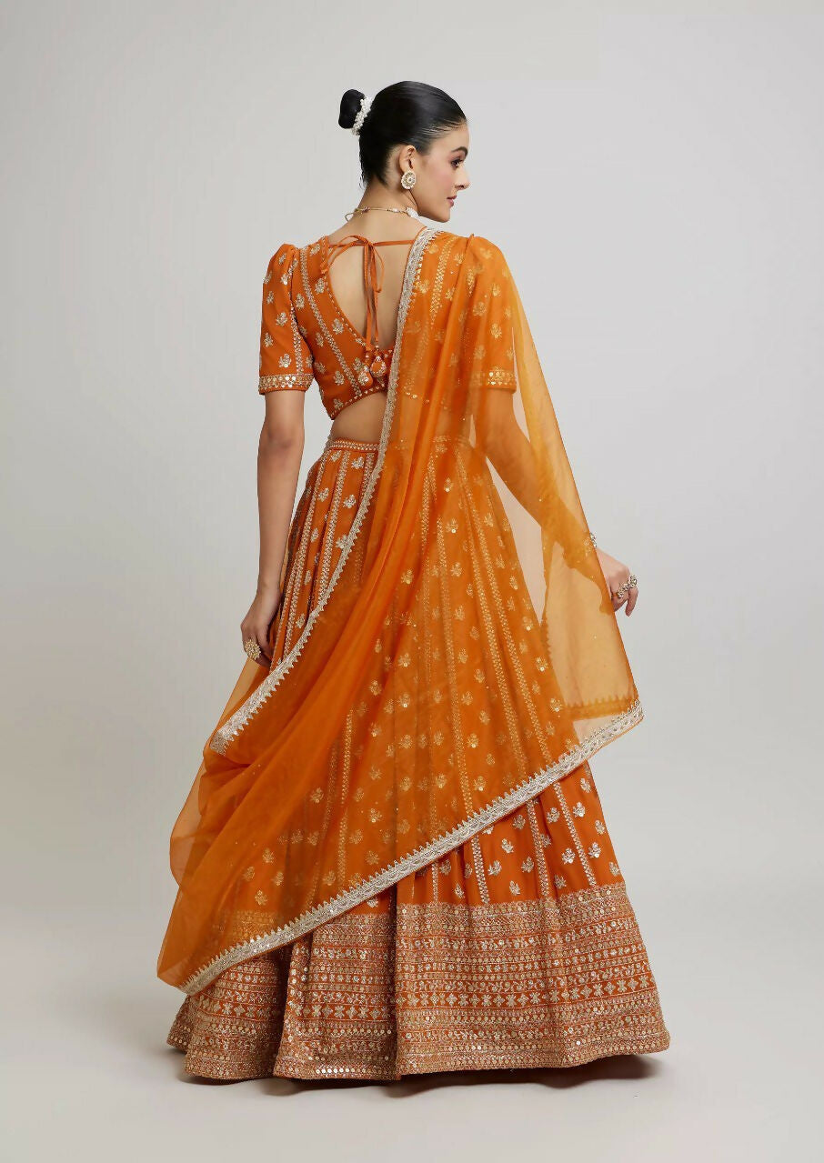 Lehenga Mart Designer Indian Wedding Lehenga Choli-Orange