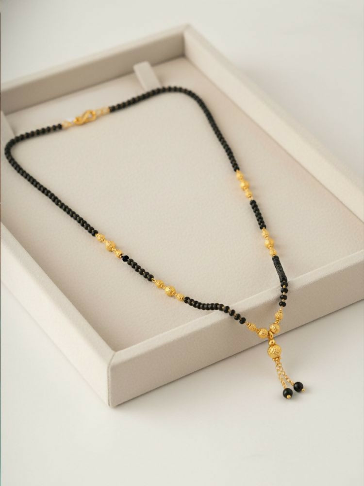 NVR Women Black Gold Plated Mangalsutra