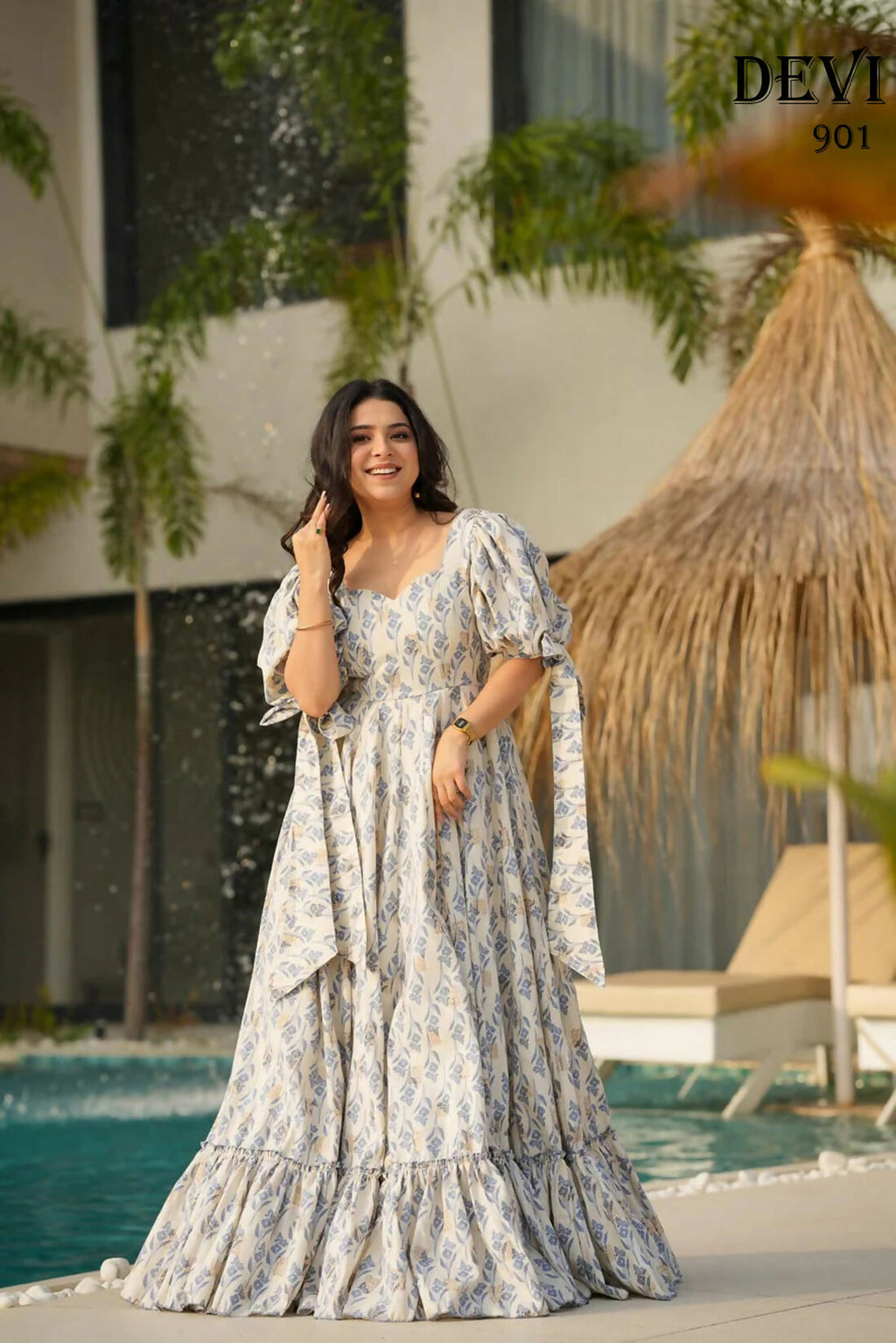 Aayaa Designer Printed Full Flared Gown - Multi Color